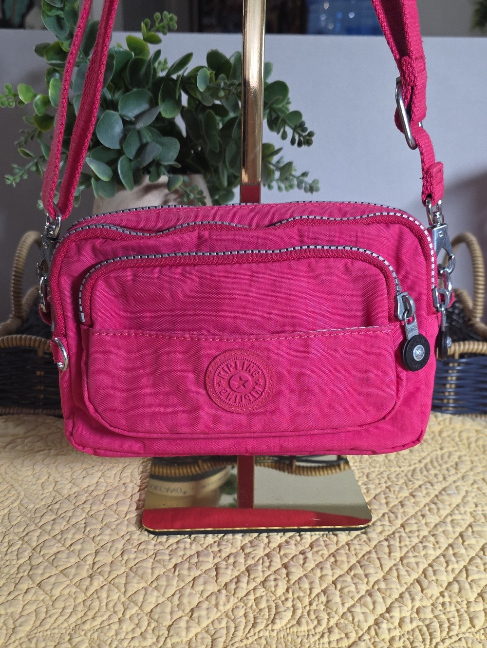 Kipling Small Crossbody Bag in Raspberry Fanny pack belt bag shoulder Nylon.